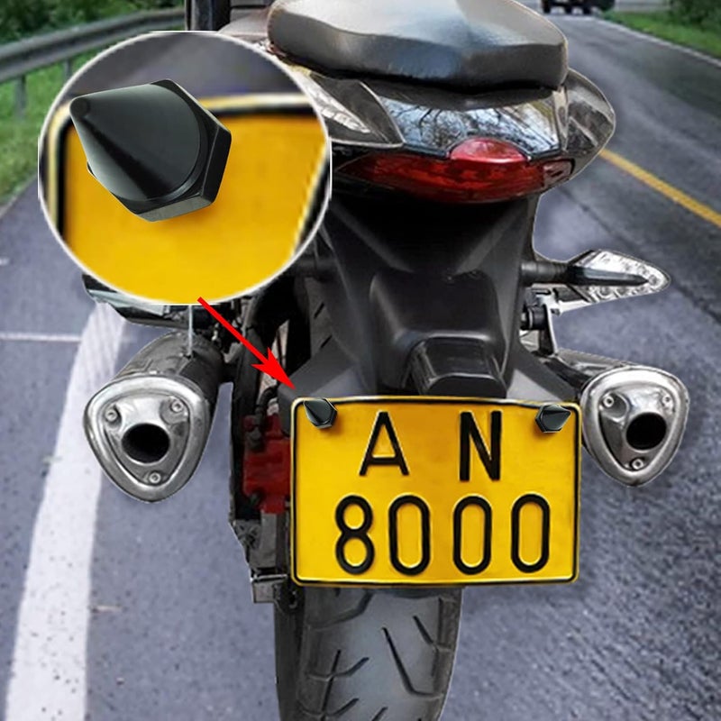 Abfer Car License Plate Screws Spike Shape License Plate Fasteners Bolt 4Pcs Anti Theft License Plate Screw Frame Kit Fit for Most Vehicle Motorcycles Trucks (Black) - Image 3